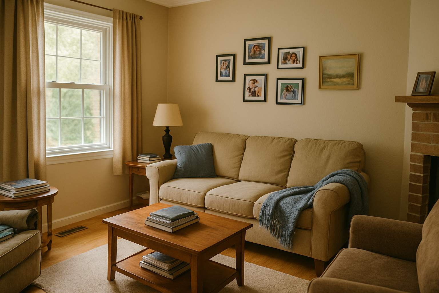 Comfortable living room prepared for guests