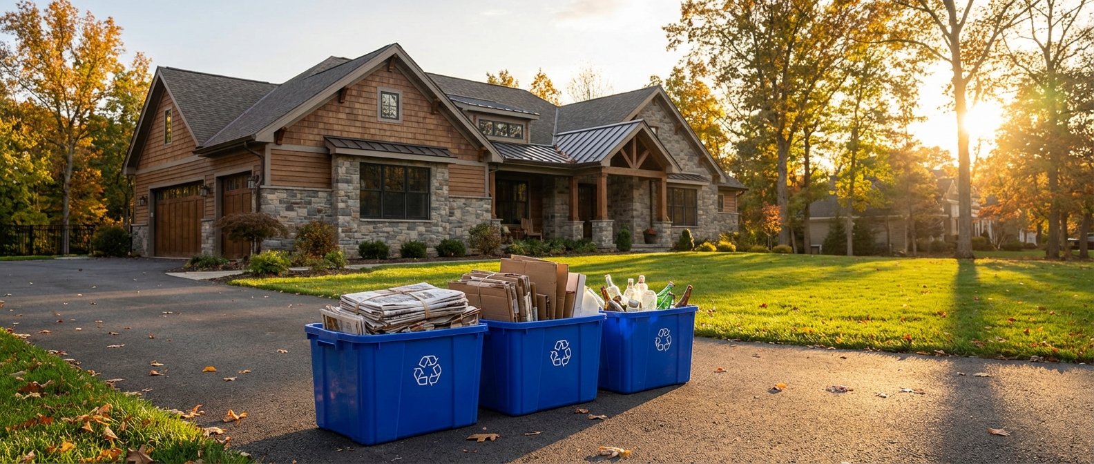 Howard County Recycling Bins in a Suburban Driveway