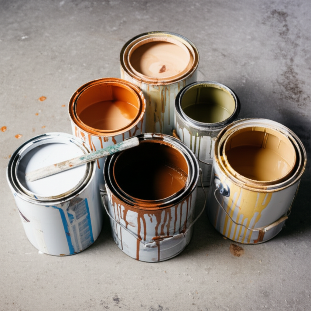Old paint cans ready for disposal in Howard County