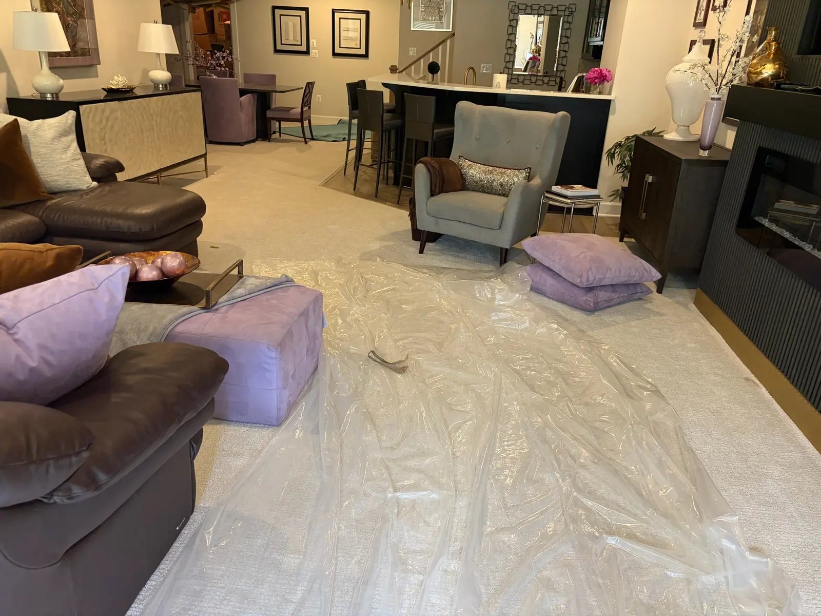 Fulton Maryland basement after junk removal with the floor and living space cleared